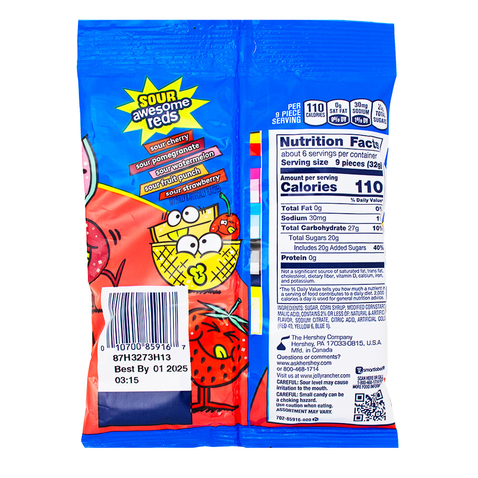 Jolly Rancher Gummies Sour Awesome Reds - 184g Nutrition Facts Ingredients