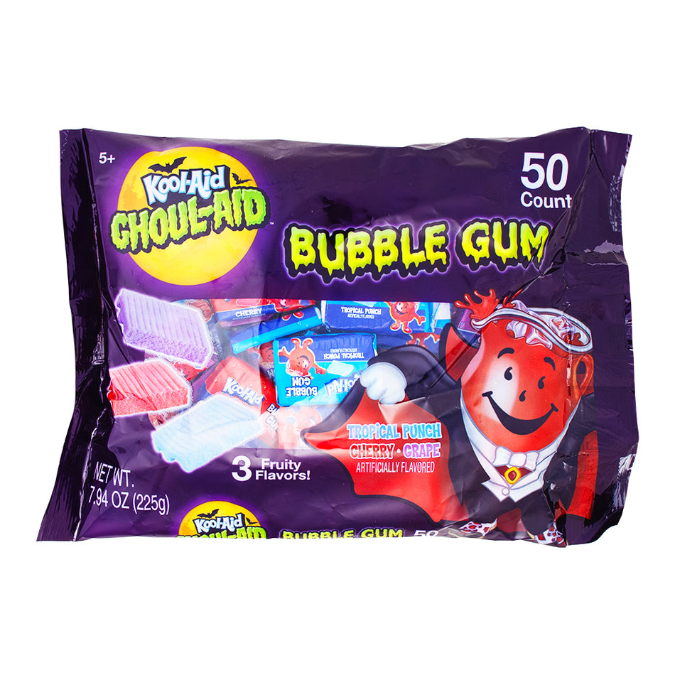 Kool-Aid Bubble Gum 50pk - 225g - Kool-Aid Bubble Gum - Fruit-flavoured bubble gum - Kool-Aid-infused gum - Bulk bubble gum pack - Fruity chewing gum - Bubble gum multipack - Individually wrapped gum - Party favour bubble gum - Kids' chewing gum - Bubble gum assortment