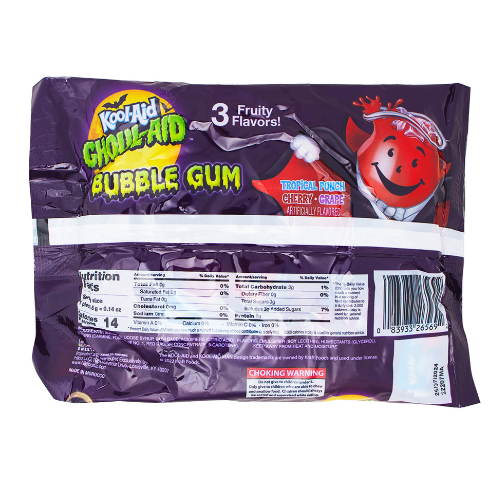Kool-Aid Bubble Gum 50pk - 225g Nutrition Facts Ingredients - Kool-Aid Bubble Gum - Fruit-flavoured bubble gum - Kool-Aid-infused gum - Bulk bubble gum pack - Fruity chewing gum - Bubble gum multipack - Individually wrapped gum - Party favour bubble gum - Kids' chewing gum - Bubble gum assortment