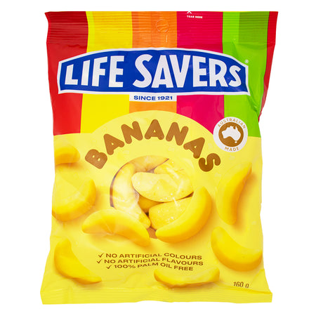 Lifesavers Bananas (Aus) - 160g - Lifesavers Bananas - Australian Candy Delight - Tropical Fruit Flavour - Chewy Banana Candy - Authentic Aussie Treat - International Candy Sensation - Juicy Banana Goodness - Taste of Down Under