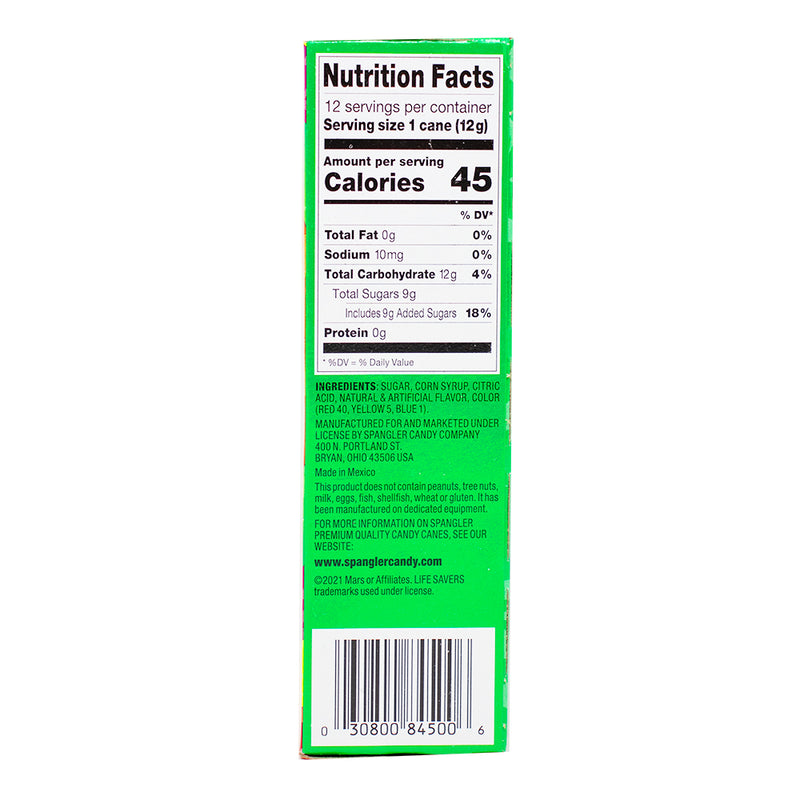 Lifesavers Candy Canes Fruit Variety 12 Pieces Nutrition Facts Ingredients