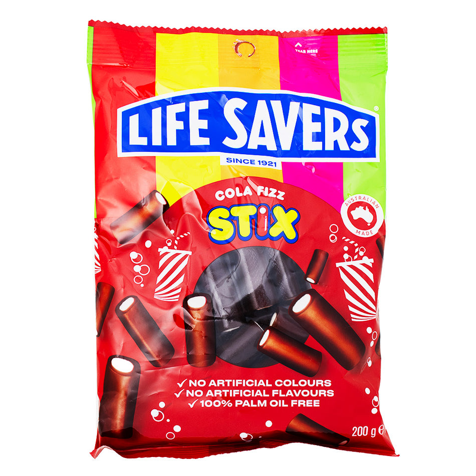 Lifesavers Stix Cola Fizz (Aus) - 200g - Lifesavers Stix Cola Fizz - Australian Candy Classic - Bubbly Cola Flavour - Fizzy Candy Sensation - Chewy Candy Texture - Refreshing Cola Taste - Unique Candy Experience - International Candy Delight