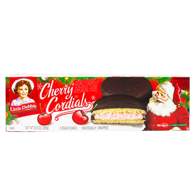 Little Debbie Christmas Cherry Cordials Cakes (8 Pieces) - 298g **BB DEC 07/23** - Christmas Little Debbie's - Holiday cakes - Festive treats - Cherry cordial cakes - Chocolatey goodness - Seasonal celebrations - Holiday desserts - Festive sprinkles - Delicious baked goods - Christmas sweets