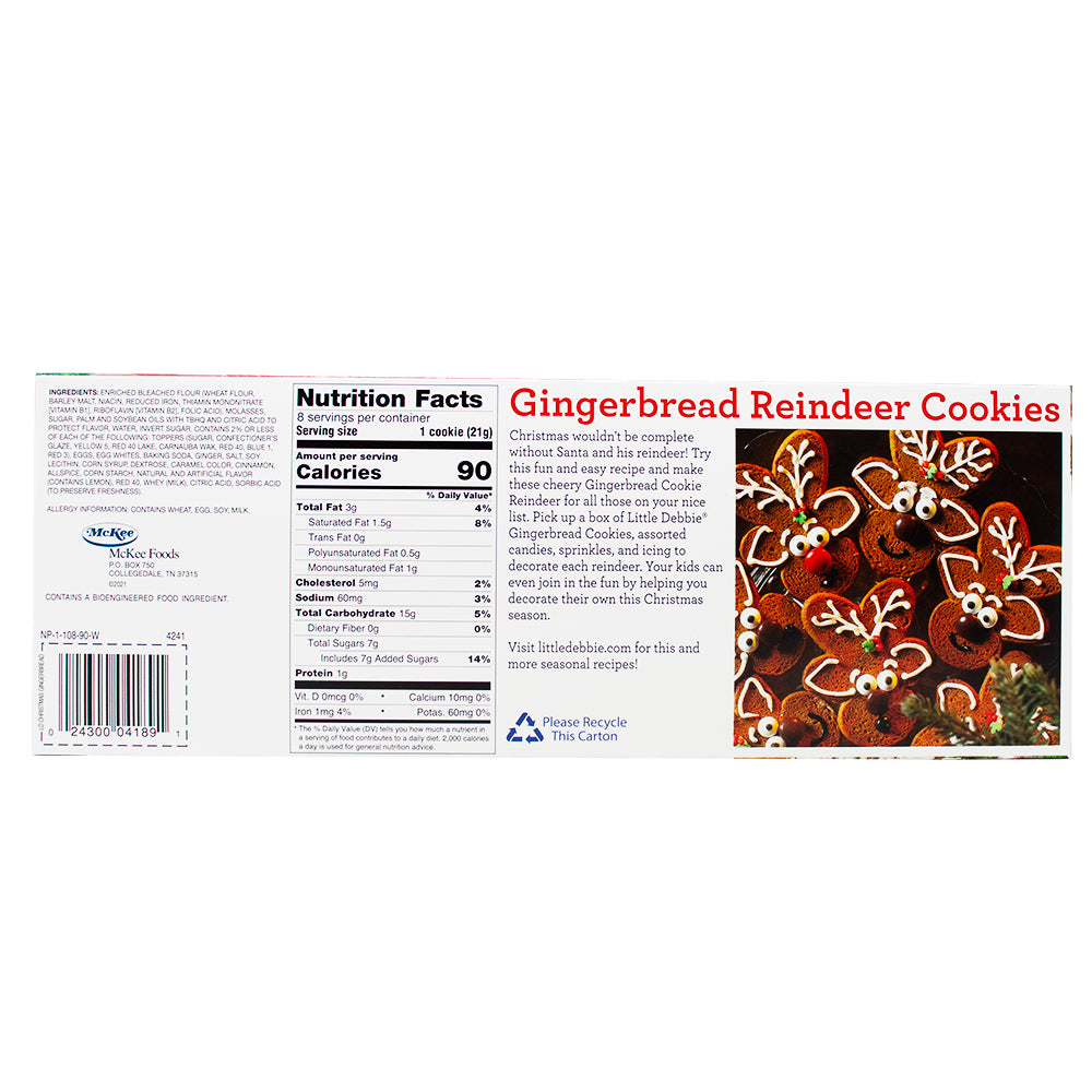 Little Debbie Soft Iced Gingerbread Cookes (8 Cookies) - 171g **BB DEC 15/23** Nutrition Facts Ingredients