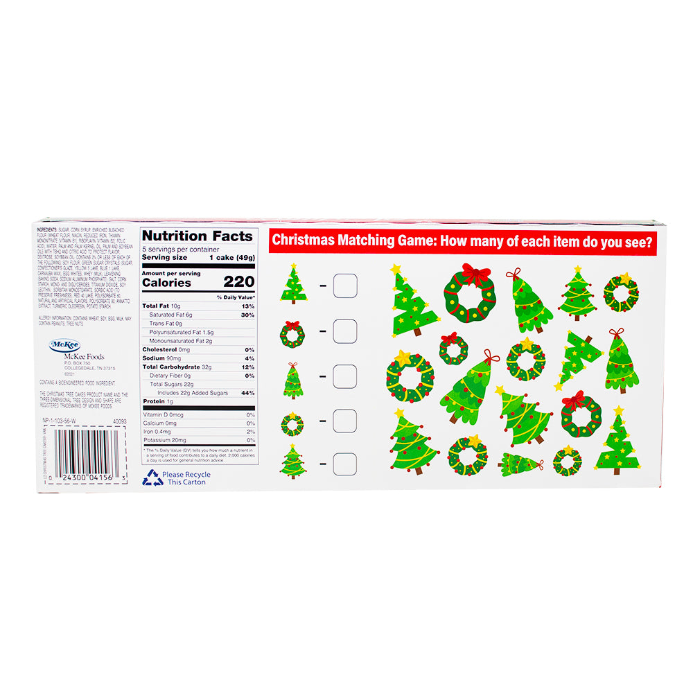 Little Debbie Vanilla Christmas Tree Cakes (5 Pieces) - 245g **BB DEC 13/23** Nutrition Facts Ingredients