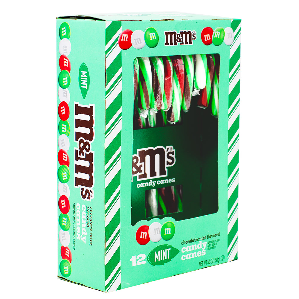 M&M's Mint Chocolate Candy Canes 12 Pieces - 5.3oz - M&M's candy canes - Mint chocolate treats - Holiday candy cane flavours - Festive candy for Christmas - Mint chocolate holiday sweets - Christmas candy cane ideas - Seasonal candy treats - Mint-flavoured candy canes - Holiday stocking stuffers - Festive candy decorations