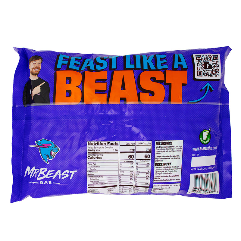 Mr Beast Feastables 50ct - 17.64oz Nutrition Facts Ingredients - Mr Beast - Mr Beast Chocolate - Chocolate Pack - Trendy Candy - Trendy Chocolate 