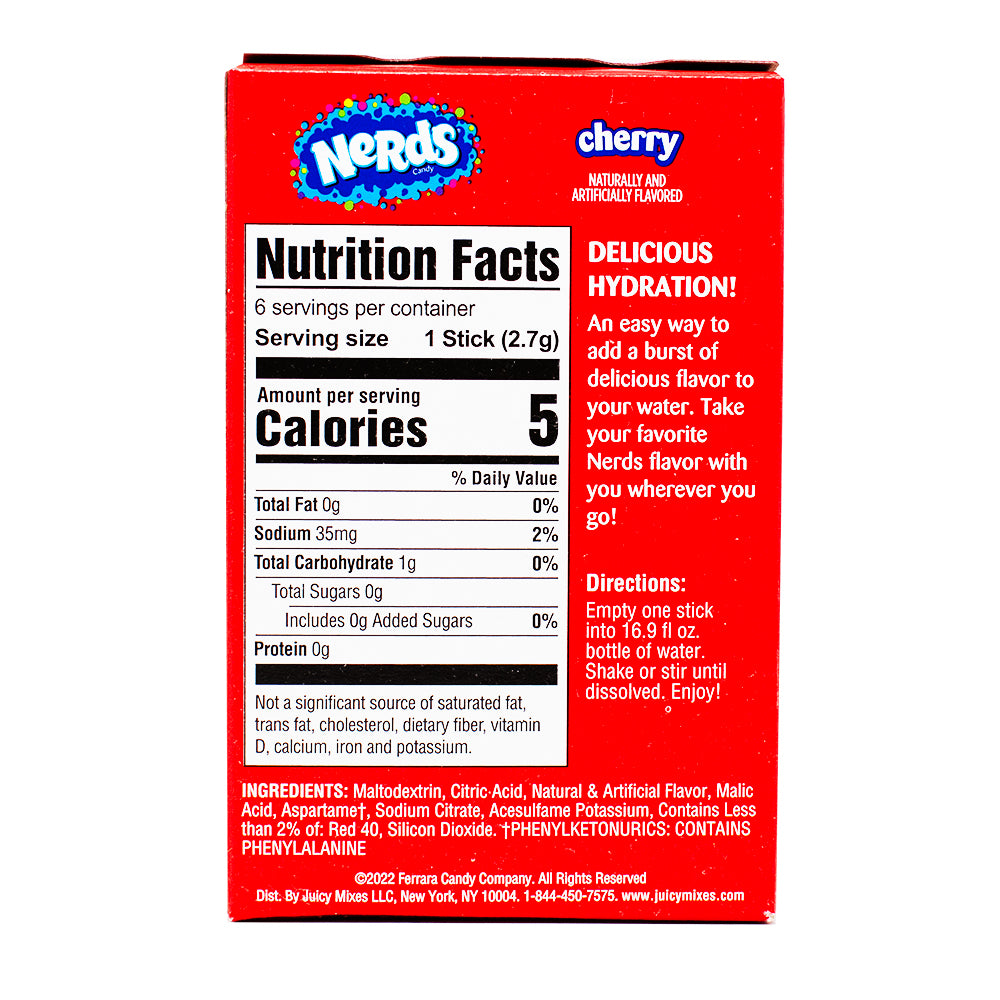 Singles to Go Nerds Cherry Nutrition Facts Ingredients