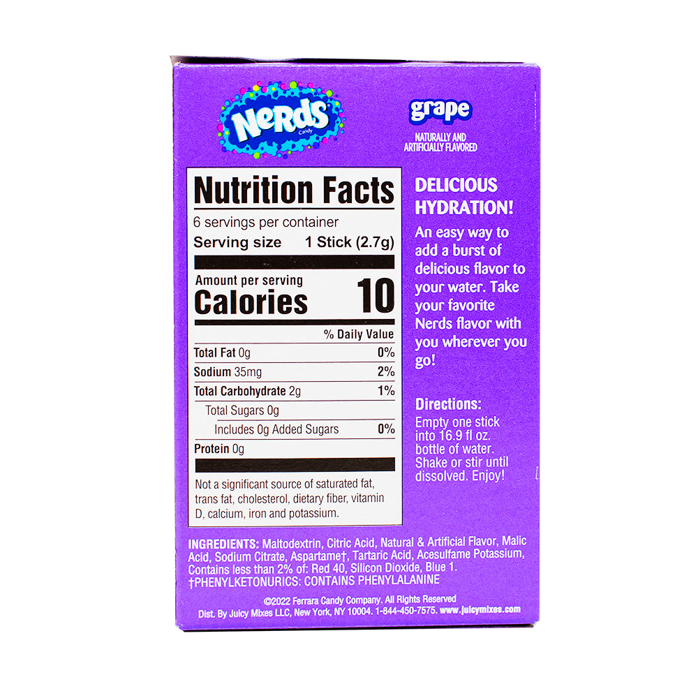 Singles to Go Nerds Grape Nutrition Facts Ingredients