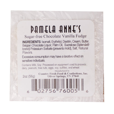 Pamela Anne's Sugar Free Fudge - 2oz Nutrition Facts Ingredients - Fudge - Keto - Sugar Free - Sugar Free Candy - Sugar Free Fudge - Pamela Anne Fudge - Pamela Anne Candy