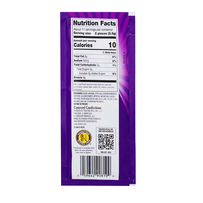 Razzles Fizzles - 39g Nutrition Facts Ingredients - Razzles - Razzles Candy - Retro Candy - Nostalgic Candy - 80s Candy - Bubble Gum Candy - Razzles Fizzles