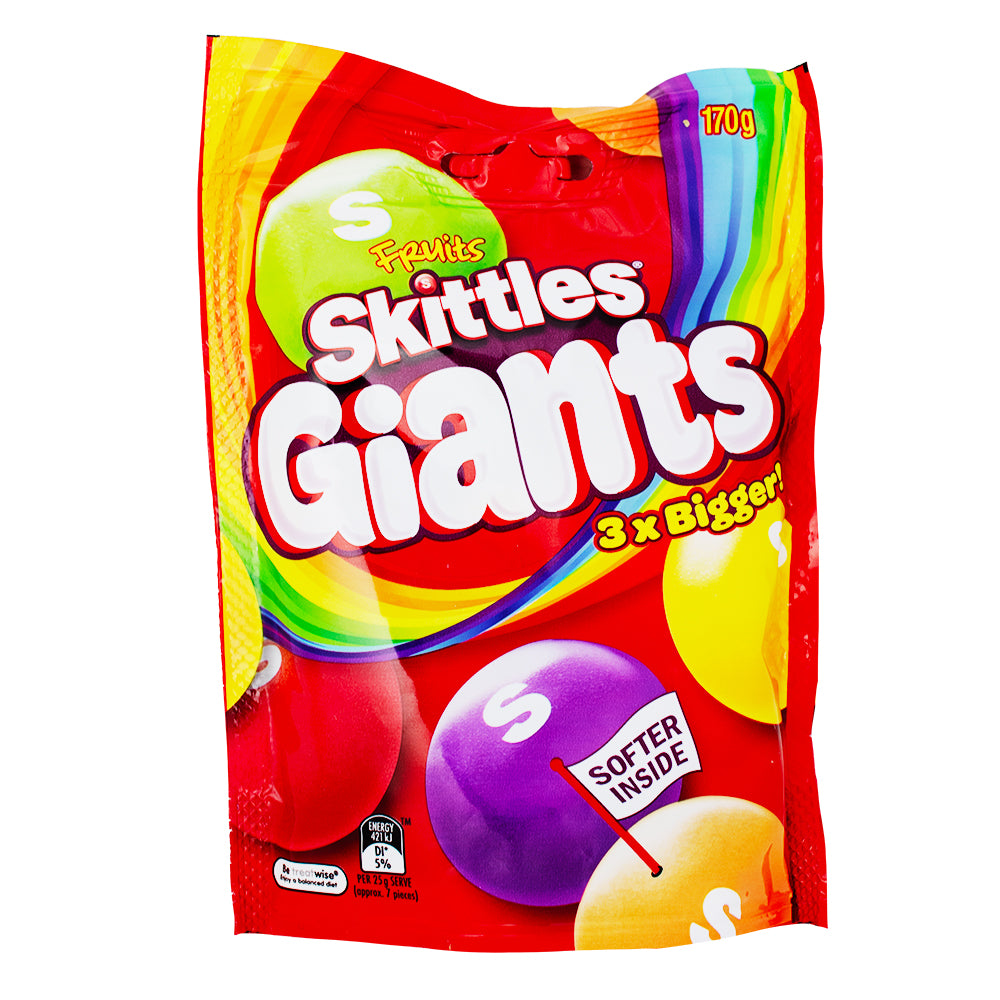 Skittles Giants (Aus) - 170g - Skittles Giants Australia - Australian Candy Sensation - Giant Candy Format - Unique Flavour Blends - International Candy Delight - Aussie Candy Creations - Bold Skittles Experience - Chewy Giant Skittles - Vibrant Australian Sweets - Australian Candy - Exotic Candy - International Candy