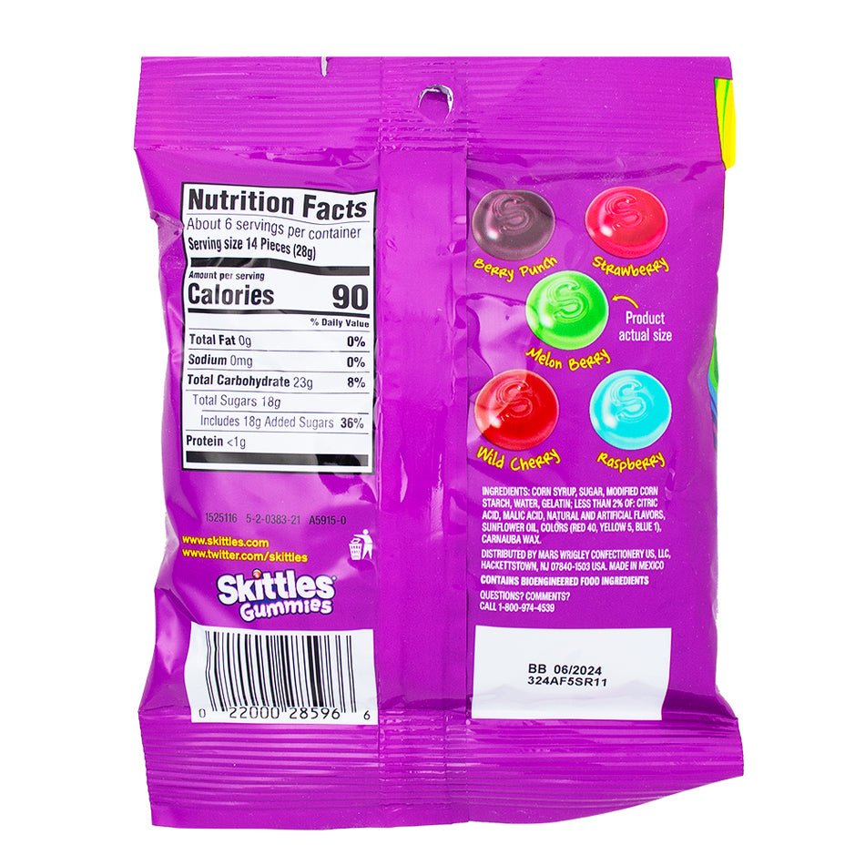 Skittles Gummies Wild Berry - 164g Nutrition Facts Ingredients