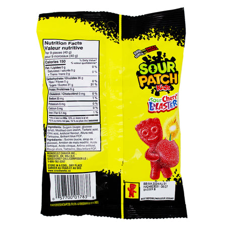 Maynards Sour Patch Kids Sour Cherry Blasters - 154g Nutrition Facts Ingredients