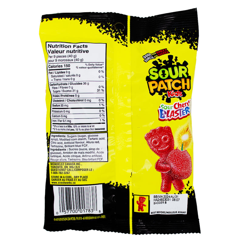 Sour Patch Kids - Sour Cherry Blasters - 154g - Nutrition Facts - Ingredients
