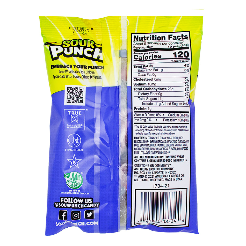 Sour Punch Bites Assorted Flavours - 5oz Nutrition Facts Ingredients