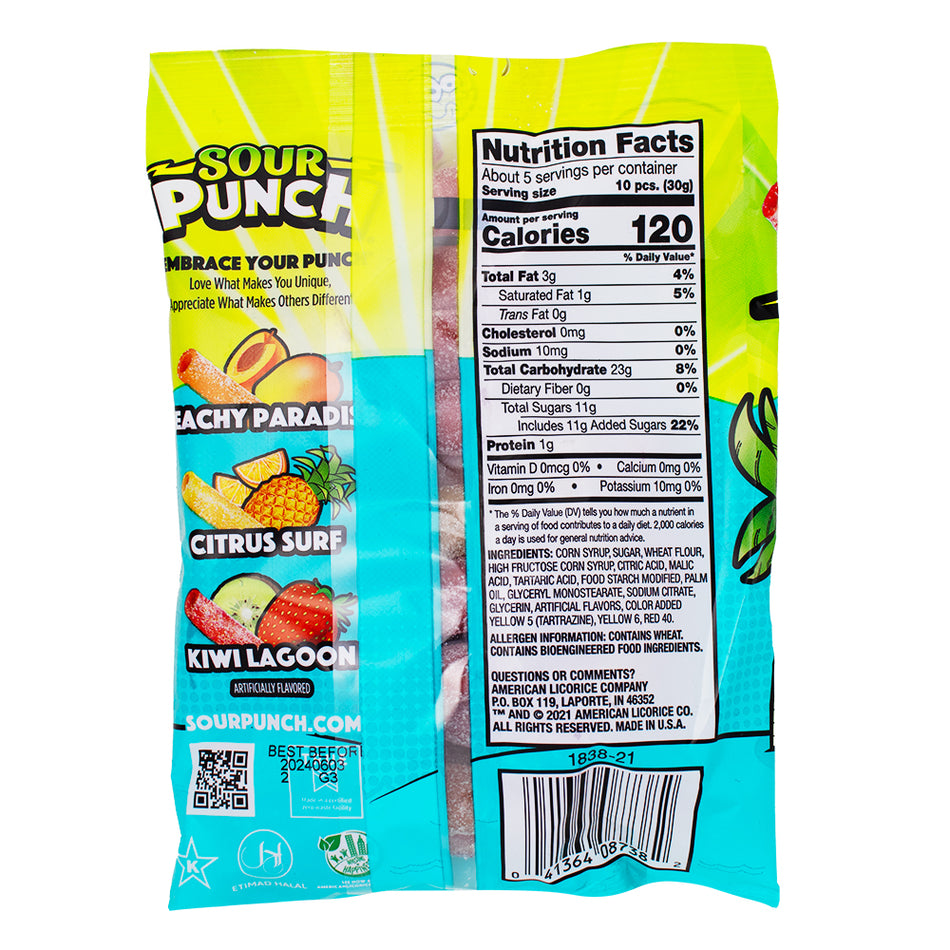 Sour Punch Bites Tropical Blends - 5oz Nutrition Facts Ingredients