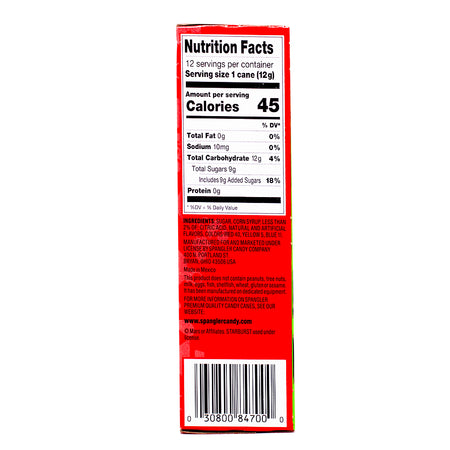 Starburst Candy Canes 12 Pieces - 5.3oz Nutrition Facts Ingredients