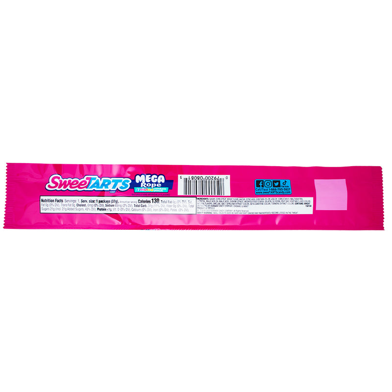 Sweetarts Mega Rope Twisted Rainbow Punch - 1.32oz Nutrition Facts Ingredients - Sweetarts - Sweetarts Candy - Sweet and Tart Candy - Sweetarts Mega Rope Twisted Rainbow Punch