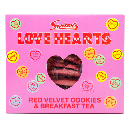 Swizzels Love Hearts Red Velvet Cookies Tea Set - 400g - British candy - Swizzels Love Hearts Red Velvet Cookies Tea Set - Love Hearts cookies - Red Velvet Cookies - Tea time treats - Swizzels Love Hearts