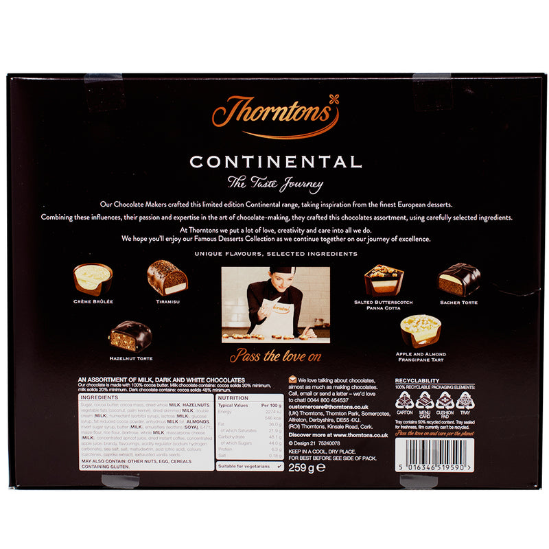 Thortons Continental Winter Desserts Chocolate Box - 259g - Thortons chocolates - Winter desserts chocolate box - Continental chocolates - Gourmet chocolate assortment - Luxury chocolate gift - Festive chocolate collection - Holiday chocolate treats - Seasonal chocolate flavours - Winter dessert-inspired chocolates - Premium chocolate assortment
