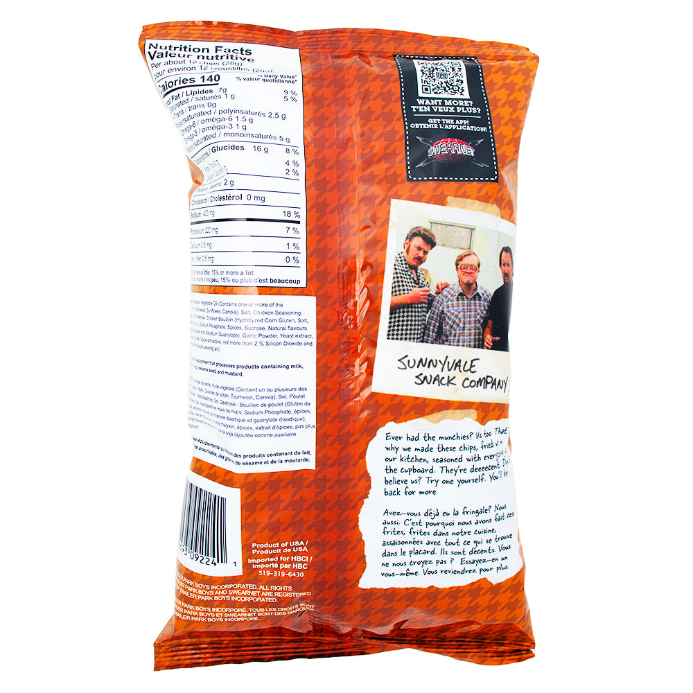 Trailer Park Boys Chicken Strips - 3.5oz Nutrition Facts Ingredients - Trailer Park Boys - Trailer Park Boys Chips - Savoury Snack - Chip - Potato Chips - Canadian Classic - Canadian Snack - Canadian Candy 