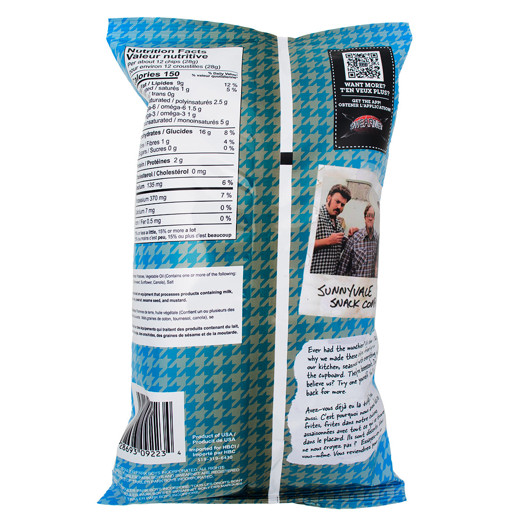 Trailer Park Boys Wavy Plane - 3.5oz Nutrition Facts Ingredients - Trailer Park Boys - Trailer Park Boys Chips - Savoury Snack - Chip - Potato Chips - Canadian Classic - Canadian Snack - Canadian Candy 