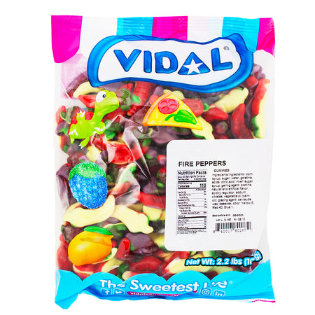 Vidal Fire Peppers - 2.2lb Nutrition Facts Ingredients - Vidal Fire Peppers - Spicy candy sensation - Intense heat candies - Fiery fiesta flavours - Bold and zesty treats - Tongue-tingling candy - Spicy candy enthusiasts' favourite - 2.2lb bulk spicy candy - Flavour explosion candies - Heat-packed candy stash - Vidal - Vidal Candy - Vidal Spicy Candy - Spicy Candy - Bulk Candy