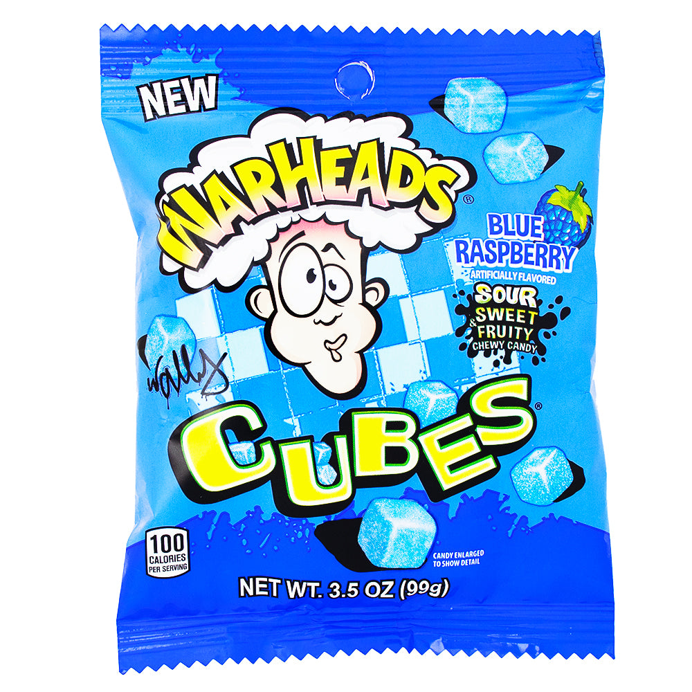 Warheads All Blue Raspberry Cubes - 3.5oz - Warheads - Warheads Candy - Sour Candy - Blue Raspberry Candy - Blue Raspberry Sour Candy 