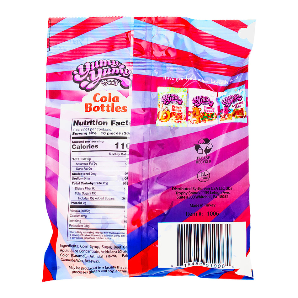 Yumy Yumy Cola Bottles Candy - 4oz Nutrition Facts Ingredients