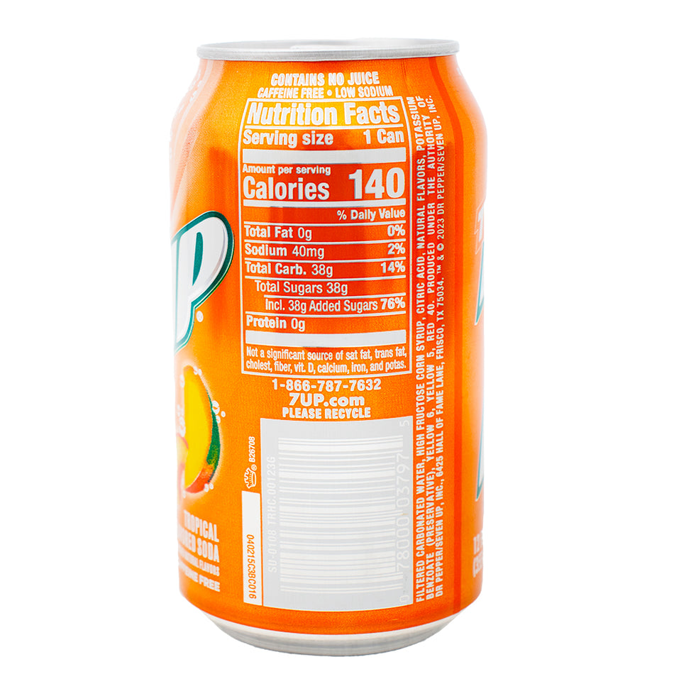 7up Tropical Soda - 355mL Nutrition Facts Ingredients