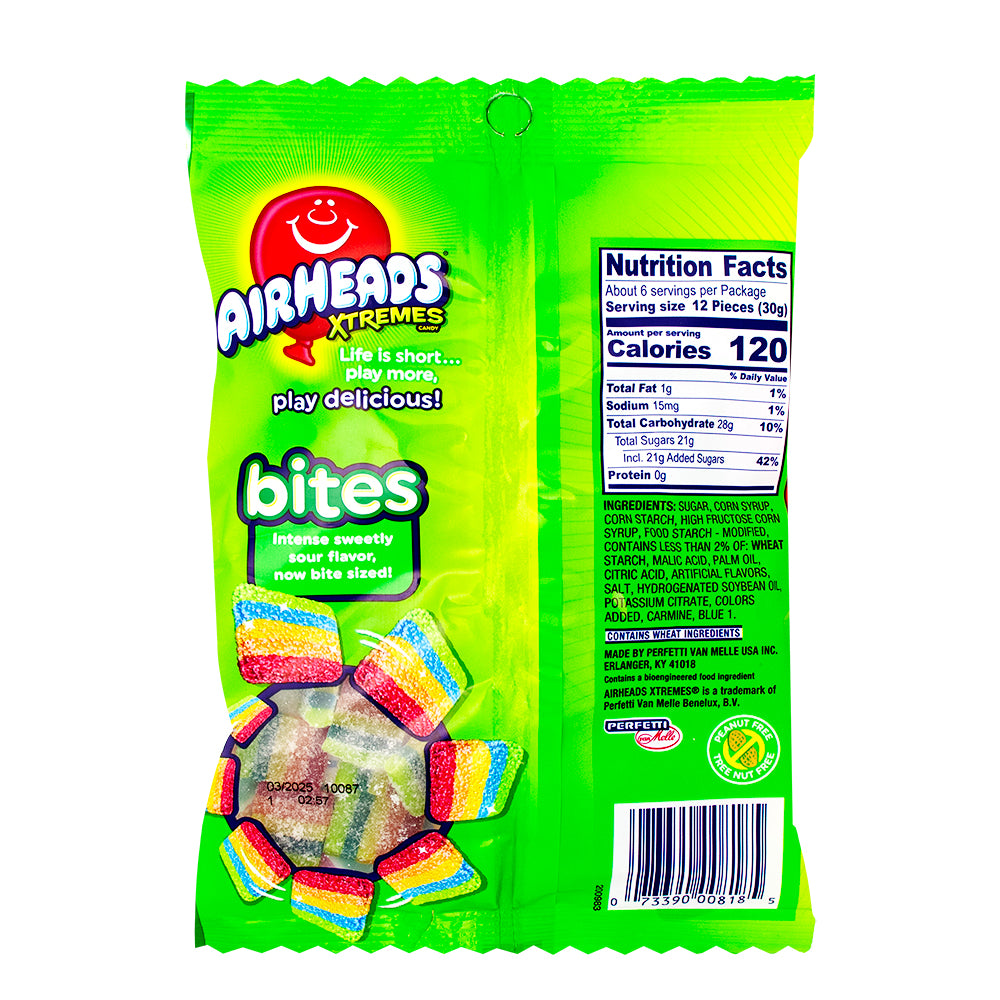 AirHeads Xtremes Bites Rainbow Berry - 6oz Nutrition Facts Ingredients