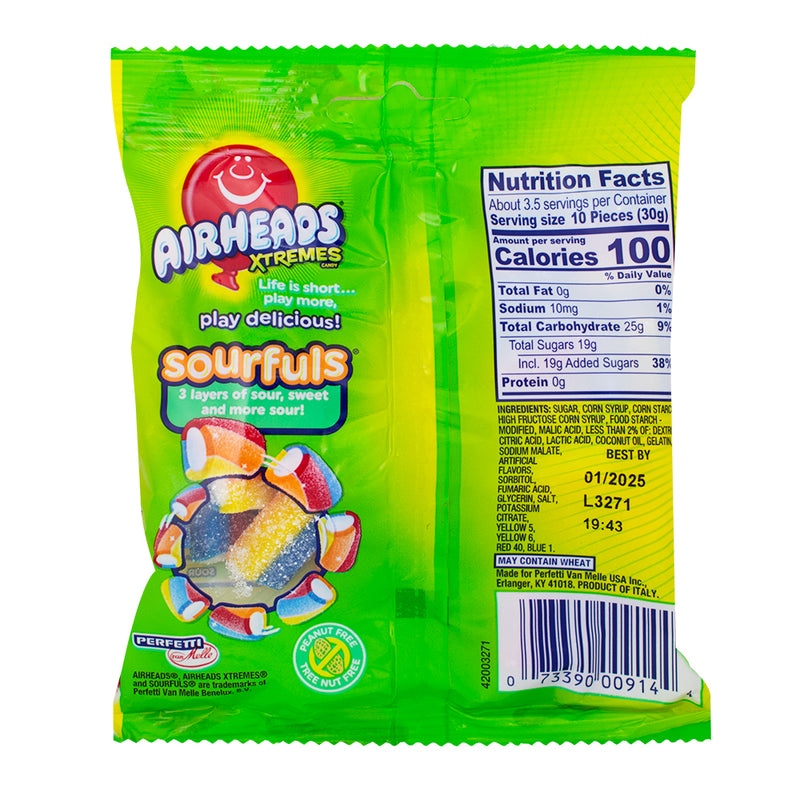 Air Heads Xtremes Candy Rainbow Berry - 108g  Nutrition Facts Ingredients