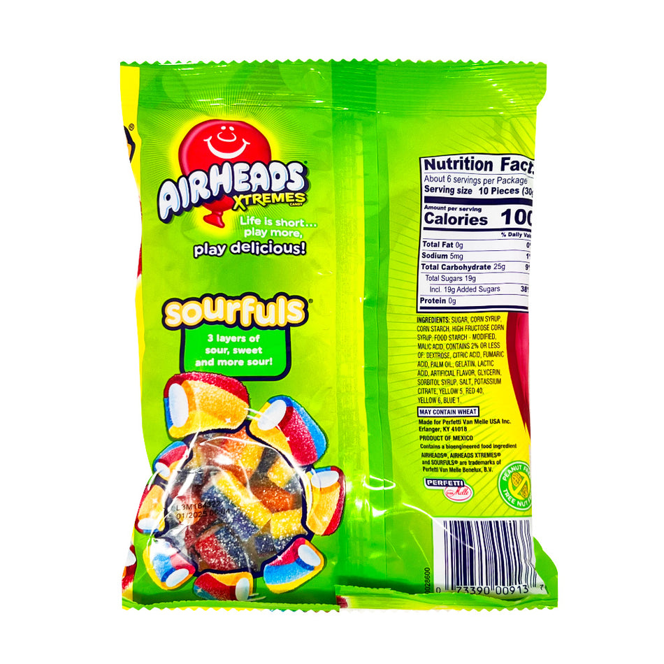 Airheads Xtremes Sourful Rainbow Berry - 6oz  Nutrition Facts Ingredients