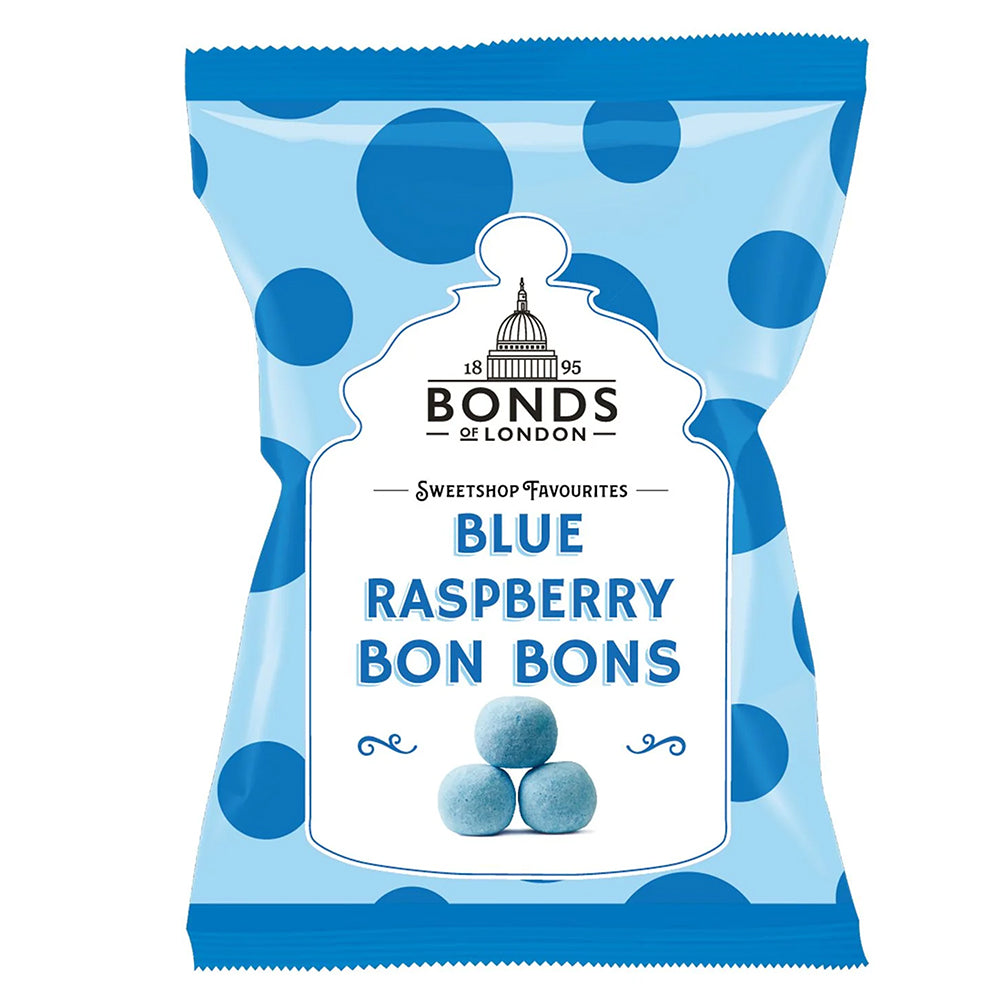 Bonds Blue Razz Bon Bons (UK) - 130g - Bonds Blue Razz Bon Bons - Bonds Candy - British Candy - UK Candy - Blue Razz Candy - Classic Candy - Nostalgic Candy