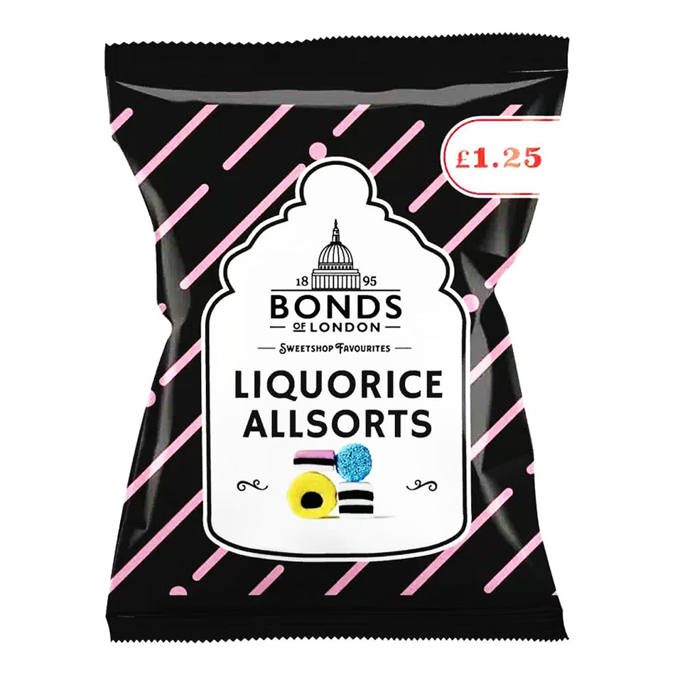 Bonds Liquorice Allsorts (UK) - 130g - Bonds Liquorice Allsorts - UK Liquorice Allsorts - Liquorice Candy - Allsorts Candy - Bonds Sweets - UK Candy Assortment