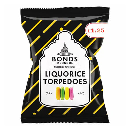 Bonds Liquorice Torpedoes (UK) - 120g - Bonds - Bonds Candy - UK Candy - British Candy - UK Chocolate - British Chocolate
