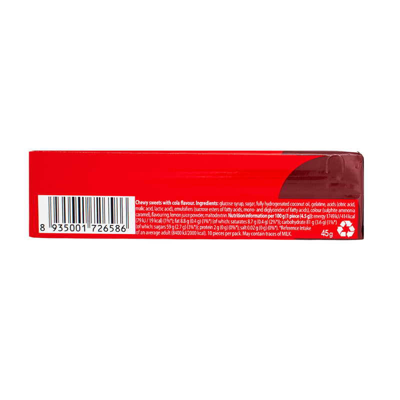 Chupa Chups Incredible Chew Cola Candies - 45g Nutrition Facts Ingredients
