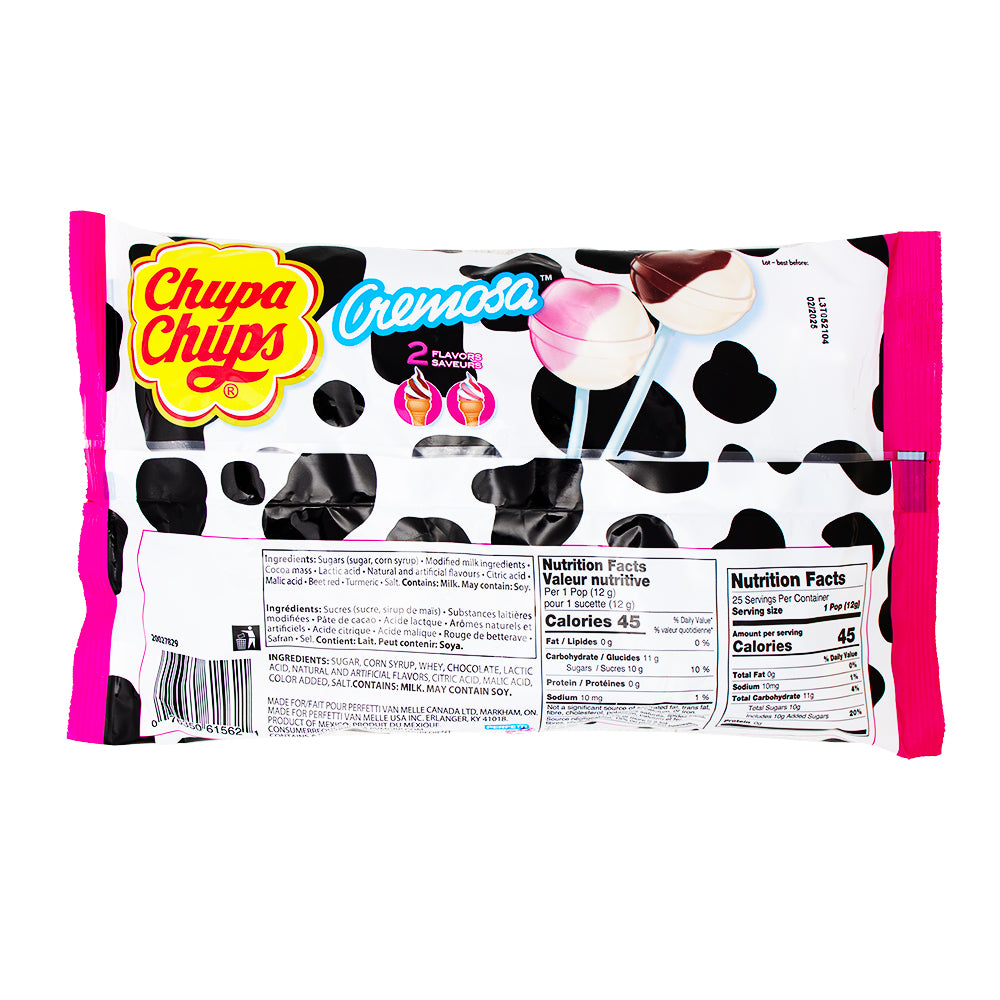 Chup Chups Cremoasa 25ct - 300g  Nutrition Facts Ingredients - Chupa Chups - Chupa Chups Candy - Chupa Chups Cremoasa - Lollipop - Lollipops - Cream Lollipop - Ice Cream Candy