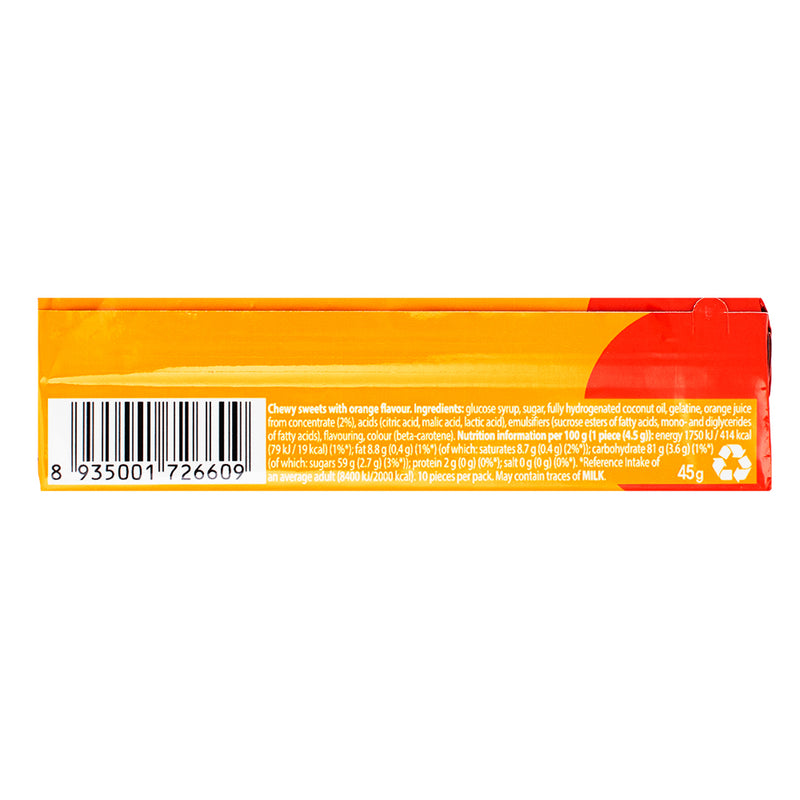 Chupa Chups Incredible Chew Orange (UK) - 45g Nutrition Facts Ingredients - Chupa Chups - Chupa Chups Incredible Chew Orange - British Candy - UK Candy - Chupa Chups Candy