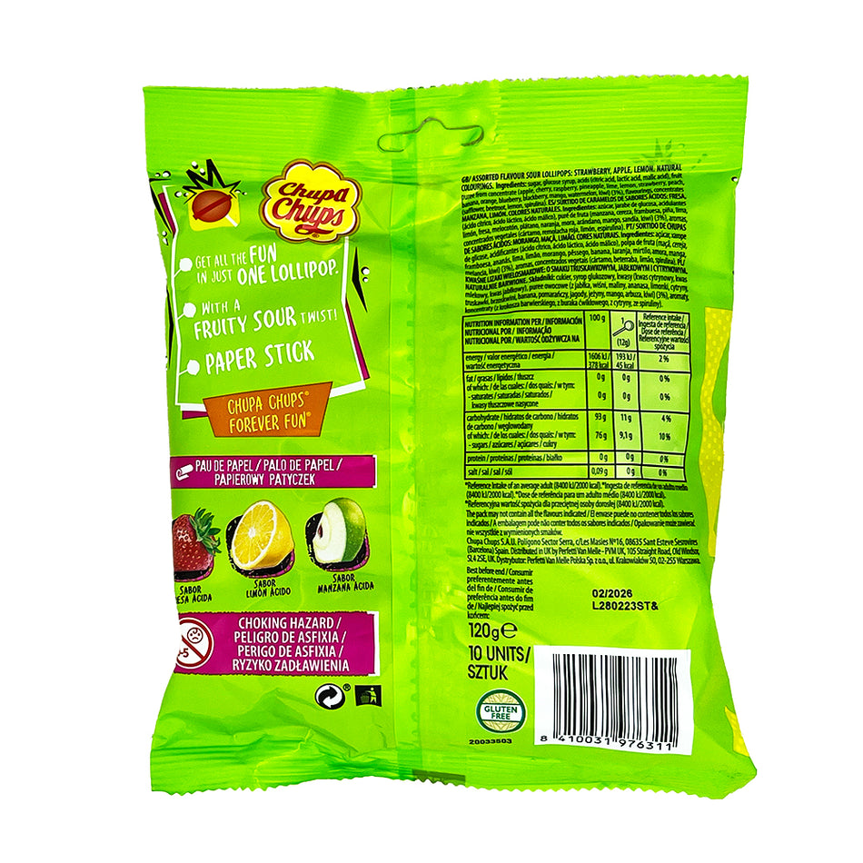 Chupa Chups Sour Infernals Lolly  Nutrition Facts Ingredients