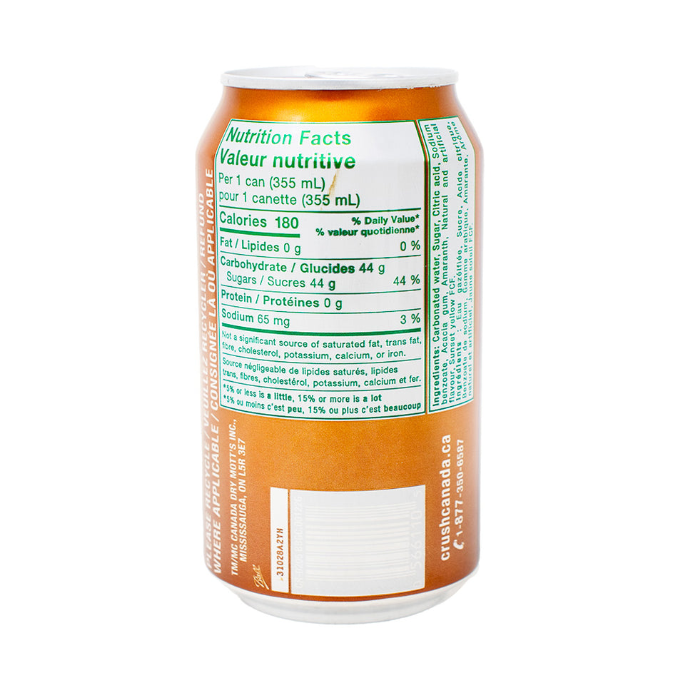 Crush Birch Beer Soda - 355mL  Nutrition Facts Ingredients