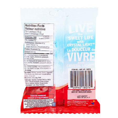 Crystal Light Sugar-Free Gummies Cherry Pomegranate - 76g  Nutrition Facts Ingredients