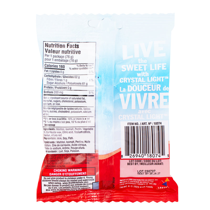 Crystal Light Sugar-Free Gummies Cherry Pomegranate - 76g  Nutrition Facts Ingredients