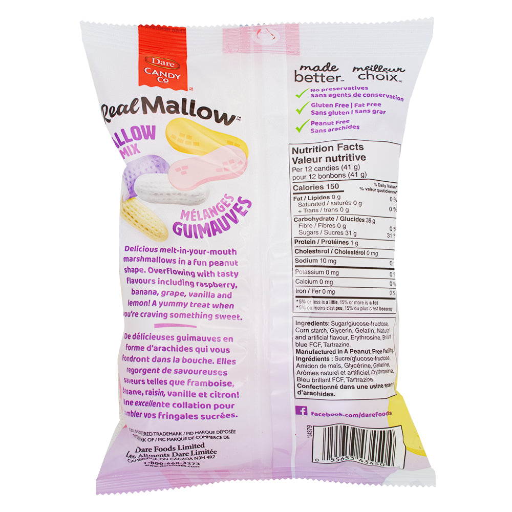 Dare Real Mallow Marshmallow Mix - 170g  Nutrition Facts Ingredients - Dare Real Mallow Marshmallow Mix - Marshmallow assortment - Vanilla marshmallows - Strawberry marshmallows - Chocolate marshmallows - Marshmallow Candy - Dare - Dare Candy - Dare Chocolate - Dare Marshmallow