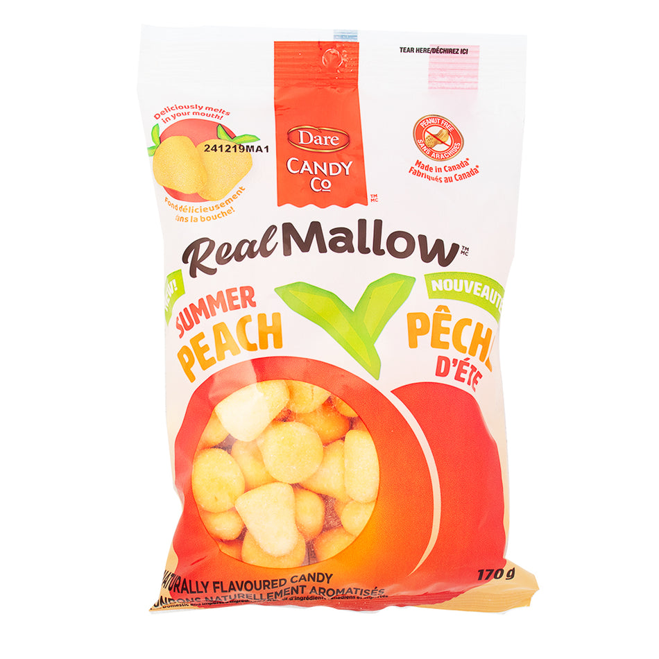 Dare Real Mallow Peach Marshmallows - 170g - Dare Real Mallow Peach Marshmallows - Peach-flavoured marshmallows - Soft and fluffy peach treats - Real fruit marshmallows - Gourmet peach candy - Juicy peach marshmallows - Flavoured marshmallow snacks - Peachy dessert toppings - Irresistible peach-flavoured sweets - Delicious fruit-infused marshmallows