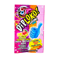 Dip Loko Sour Tropical Punch Lollipop with Popping Candy - .39oz - Dip Loko Sour Tropical Punch Lollipop - Popping candy lollipop - Tropical punch candy - Sour candy with popping candy - Exotic flavour lollipop - Tropical fruit-flavoured candy - Sour and sweet candy - Lollipop with popping sensation - Tangy tropical punch treat - Candy adventure
