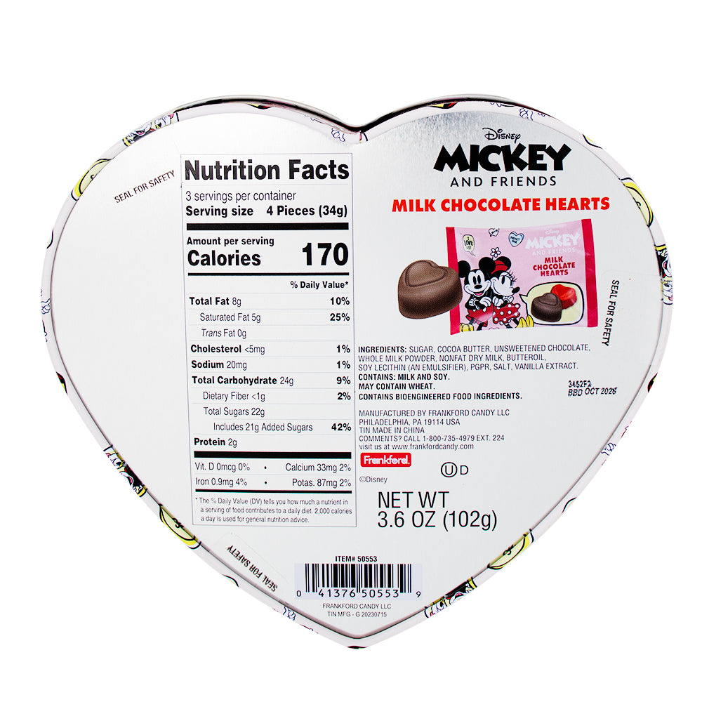 Mickey and Minnie Heart Tin - 3.6oz Nutrition Facts Ingredients