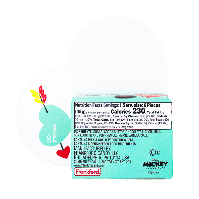 Mickey/Minnie Mouse Milk Chocolate Hearts Valentine - 50g