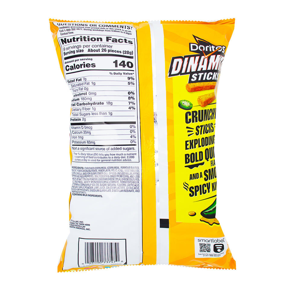 Doritos Dinamita Sticks Smoky Chile Queso - 9oz  Nutrition Facts Ingredients